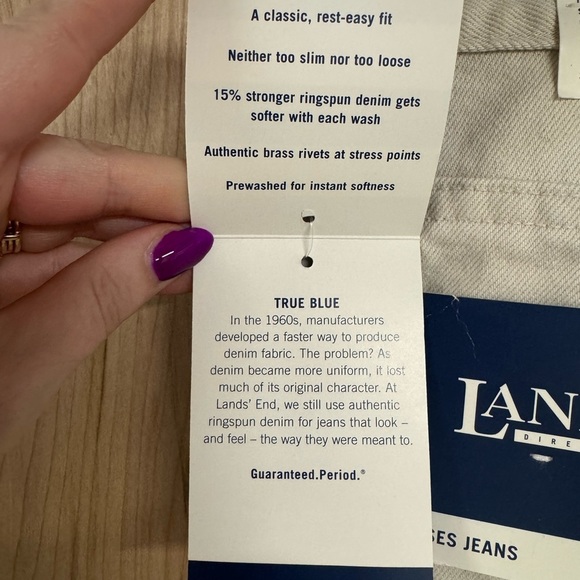 Lands' End Cream Straight Leg Jeans Classic Style - Picture 6 of 9